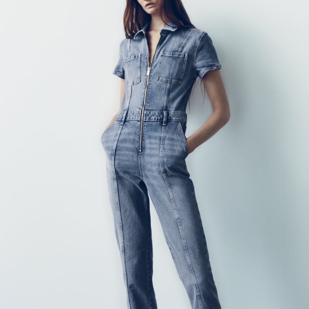Zara Gray Denim Jumpsuit